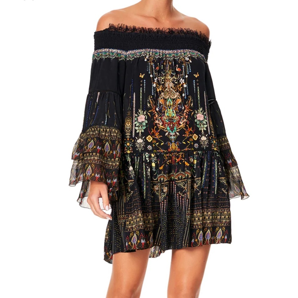 Rebelle Rebelle Off Shoulder Dress with Smocking L